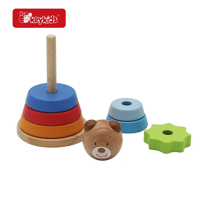Montessori Wooden Rainbow Wooden Ring Stacker Toy For Infants And Toddlers W13A322
