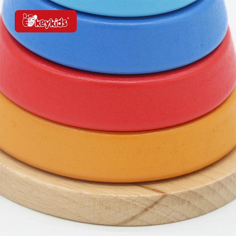 Montessori Wooden Rainbow Wooden Ring Stacker Toy For Infants And Toddlers W13A322