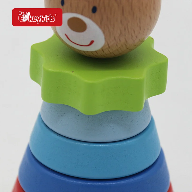 Montessori Wooden Rainbow Wooden Ring Stacker Toy For Infants And Toddlers W13A322