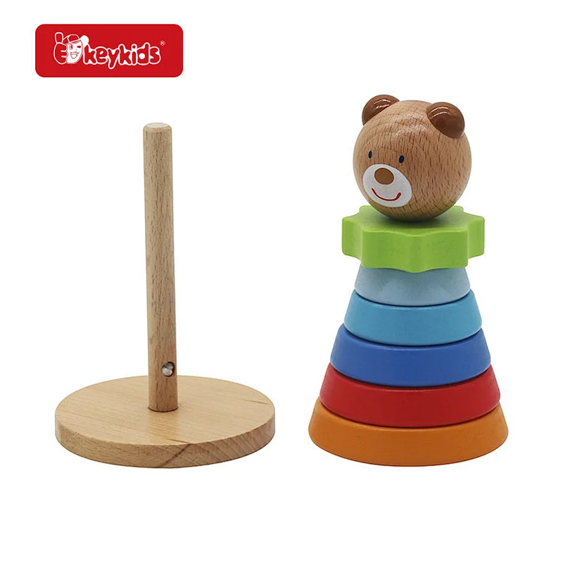 Montessori Wooden Rainbow Wooden Ring Stacker Toy For Infants And Toddlers W13A322